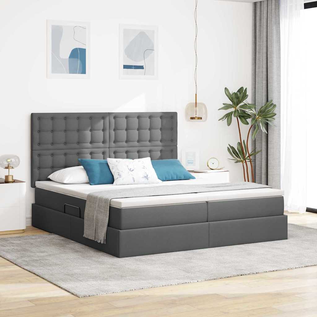 Letto con contenitore LED e materasso Grigio Scuro 180 x 200 cm