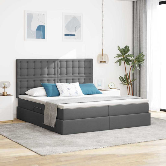 Letto con contenitore LED e materasso Grigio Scuro 180 x 200 cm