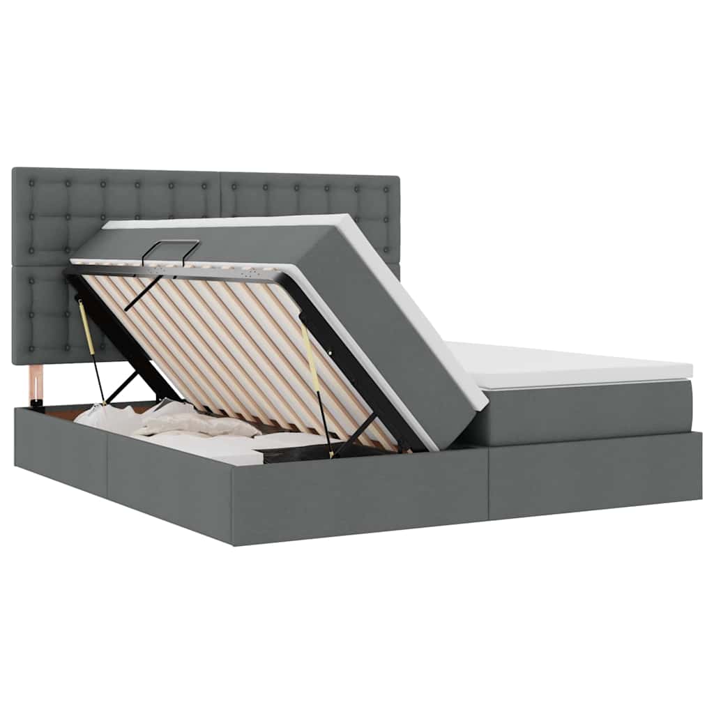 Letto con contenitore LED e materasso Grigio Scuro 180 x 200 cm