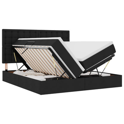 Letto con contenitore LED e materasso Nero 180 x 200 cm Tessuto