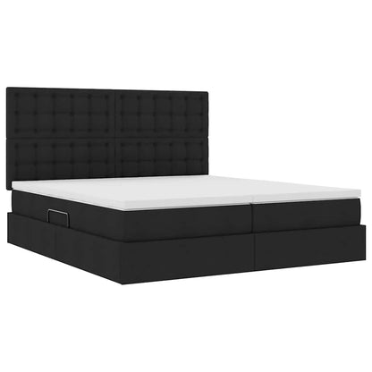 Letto con contenitore LED e materasso Nero 180 x 200 cm Tessuto