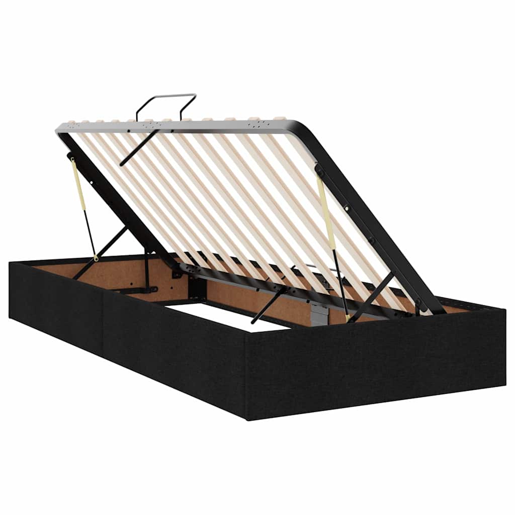 Letto con contenitore LED e materasso Nero 180 x 200 cm Tessuto