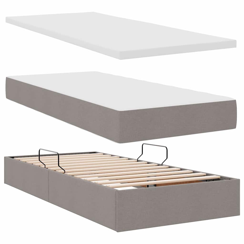 Letto con contenitore LED e materasso Tortora 180 x 200 cm