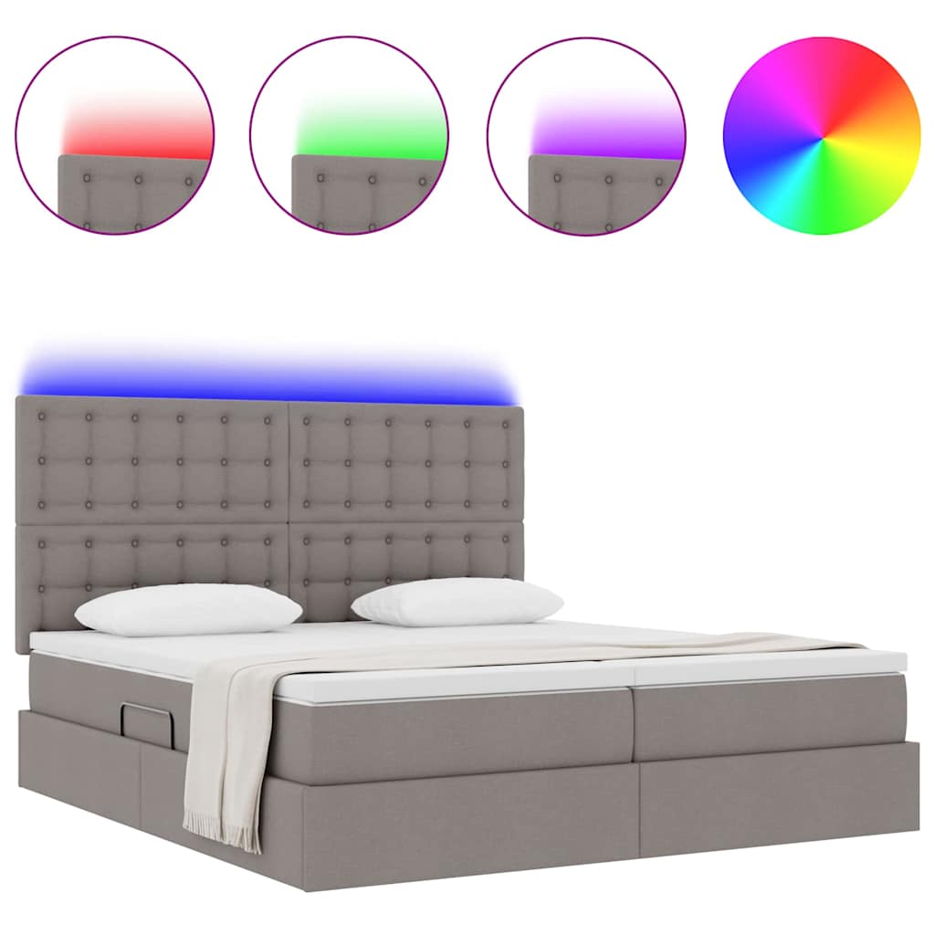 Letto con contenitore LED e materasso Tortora 180 x 200 cm