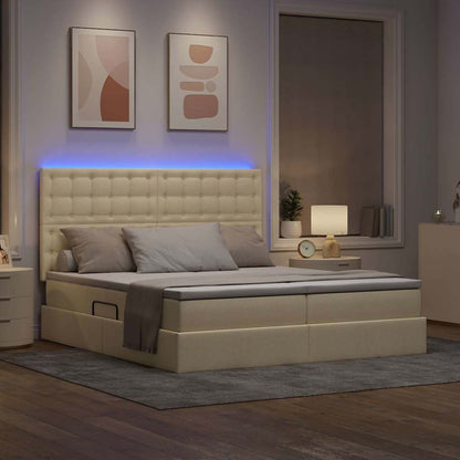Letto con contenitore LED e materasso Crema 180 x 200 cm