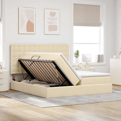 Letto con contenitore LED e materasso Crema 180 x 200 cm