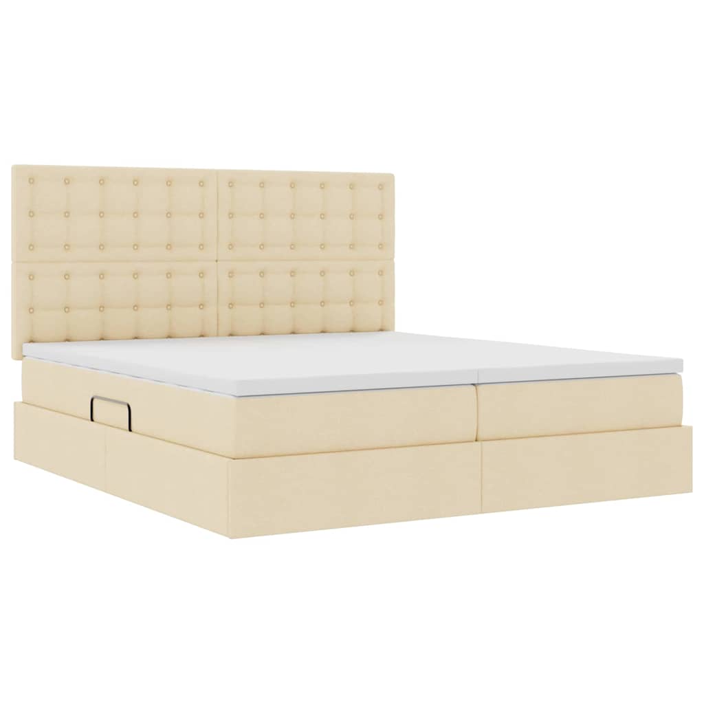 Letto con contenitore LED e materasso Crema 180 x 200 cm