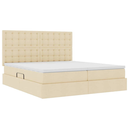 Letto con contenitore LED e materasso Crema 180 x 200 cm
