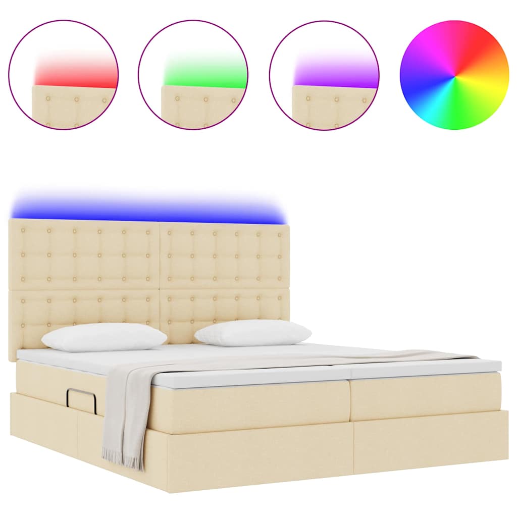 Letto con contenitore LED e materasso Crema 180 x 200 cm
