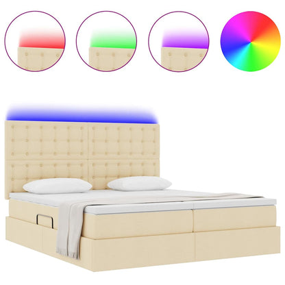 Letto con contenitore LED e materasso Crema 180 x 200 cm