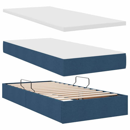 Letto con contenitore LED e materasso Blu 180 x 200 cm Tessuto