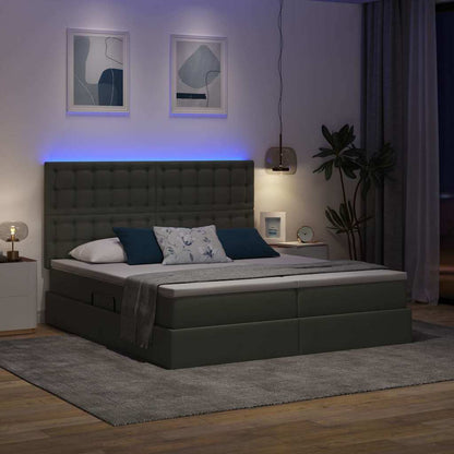 Letto con contenitore LED e materasso Grigio Scuro 200 x 200 cm