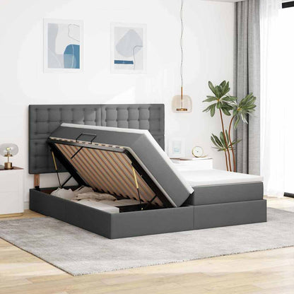 Letto con contenitore LED e materasso Grigio Scuro 200 x 200 cm