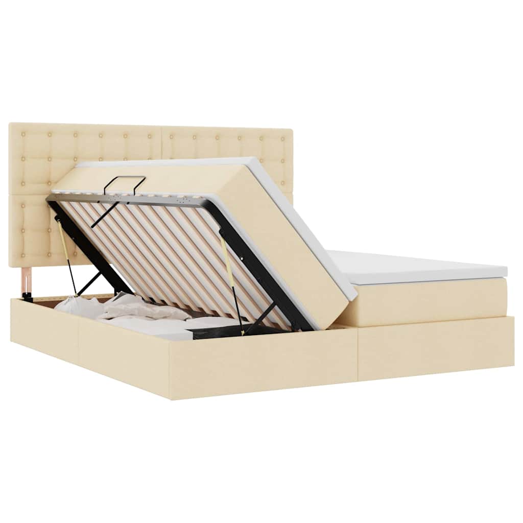 Letto con contenitore LED e materasso Crema 200 x 200 cm