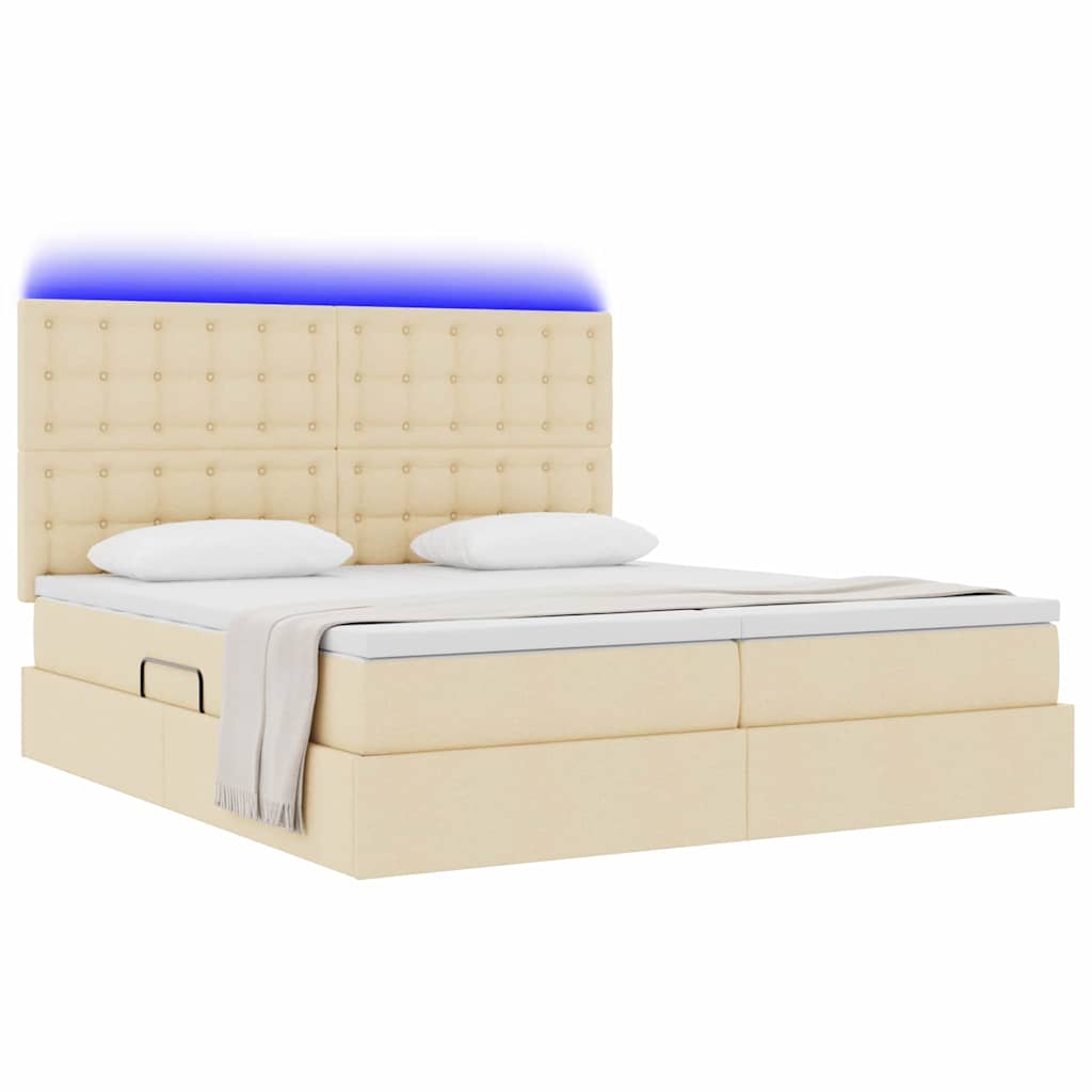 Letto con contenitore LED e materasso Crema 200 x 200 cm