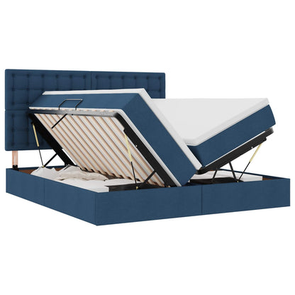 Letto con contenitore LED e materasso Blu 200 x 200 cm Tessuto