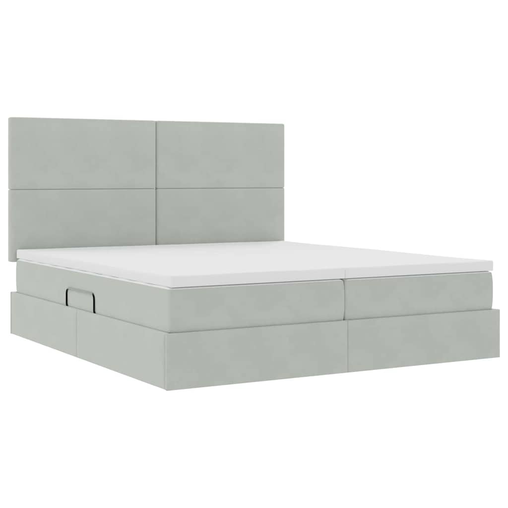 Letto con contenitore LED e materasso Grigio Chiaro
