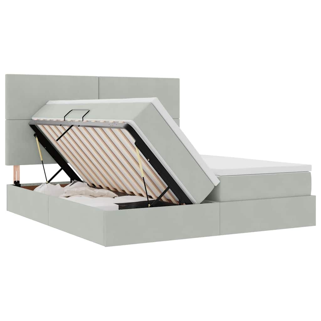 Letto con contenitore LED e materasso Grigio Chiaro