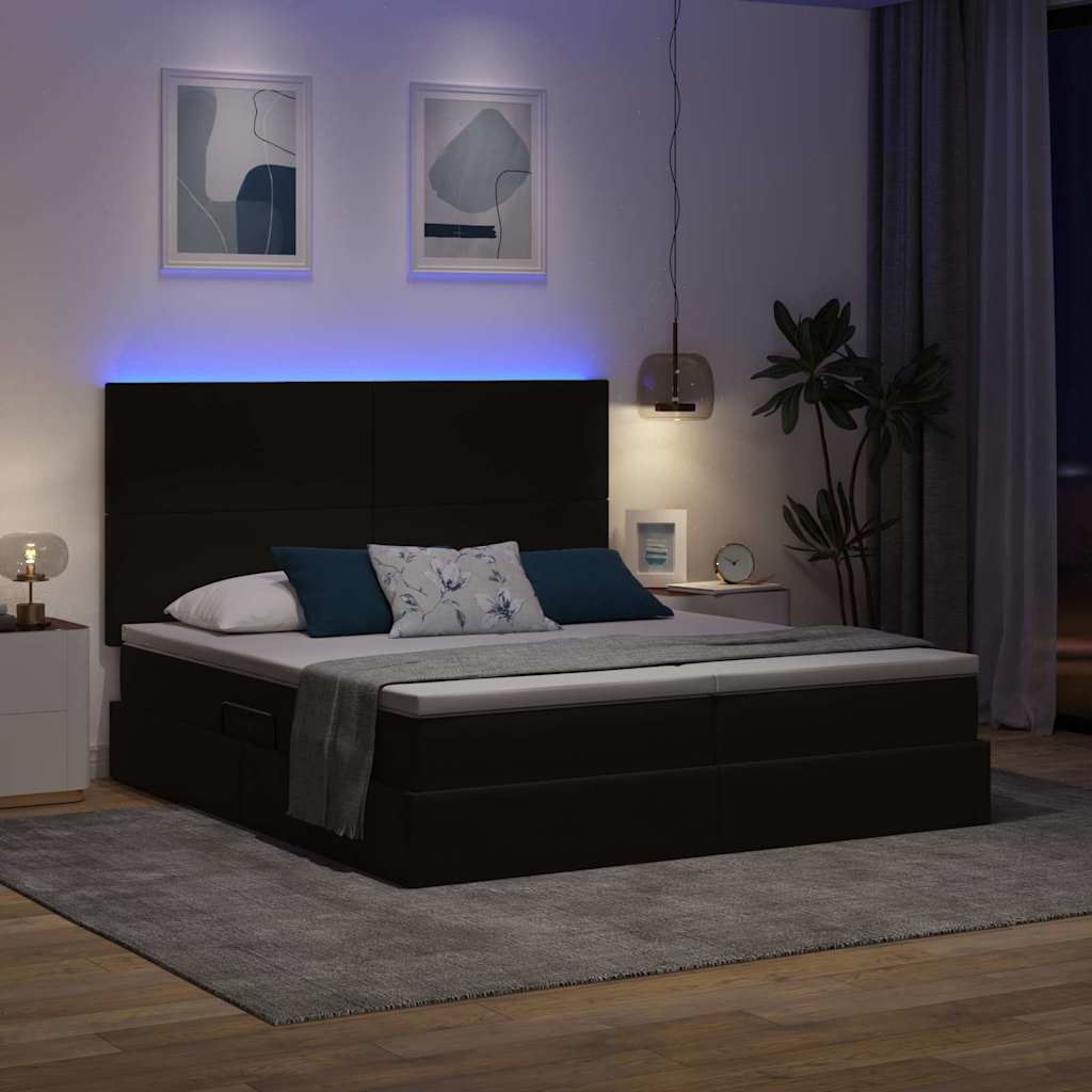 Letto con contenitore LED e materasso Nero 180 x 200 cm Velluto