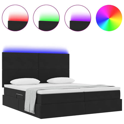 Letto con contenitore LED e materasso Nero 180 x 200 cm Velluto