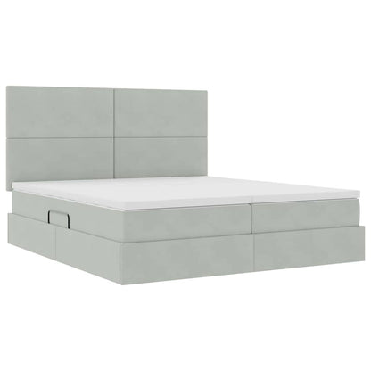 Letto con contenitore LED e materasso Grigio Chiaro