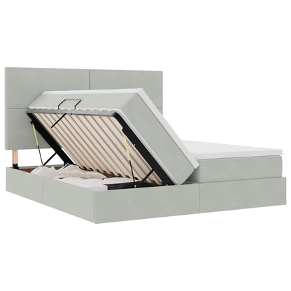 Letto con contenitore LED e materasso Grigio Chiaro
