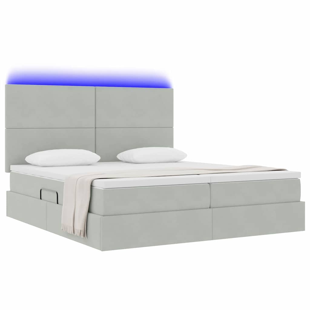 Letto con contenitore LED e materasso Grigio Chiaro