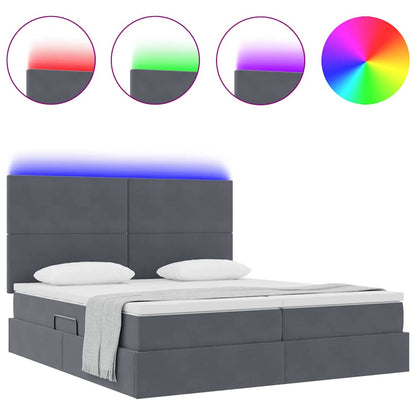 Letto con contenitore LED e materasso Grigio Scuro 200 x 200 cm