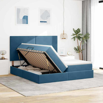 Letto con contenitore LED e materasso Blu Scuro 200 x 200 cm
