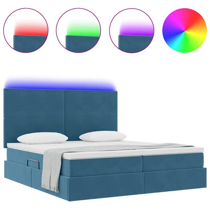 Letto con contenitore LED e materasso Blu Scuro 200 x 200 cm