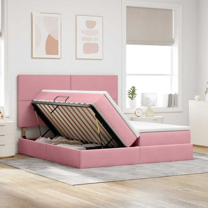 Letto con contenitore LED e materasso Rosa 200 x 200 cm Velluto