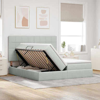 Letto con contenitore LED e materasso Grigio Chiaro