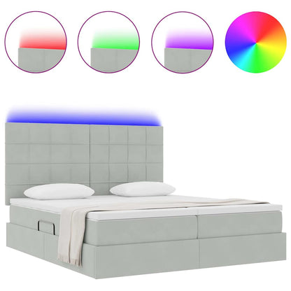 Letto con contenitore LED e materasso Grigio Chiaro