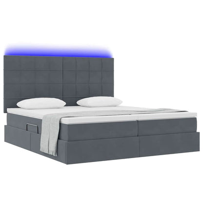 Letto con contenitore LED e materasso Grigio Scuro 180 x 200 cm