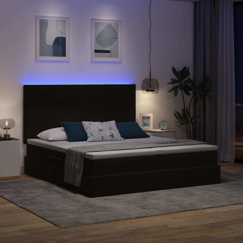 Letto con contenitore LED e materasso Nero 180 x 200 cm Velluto