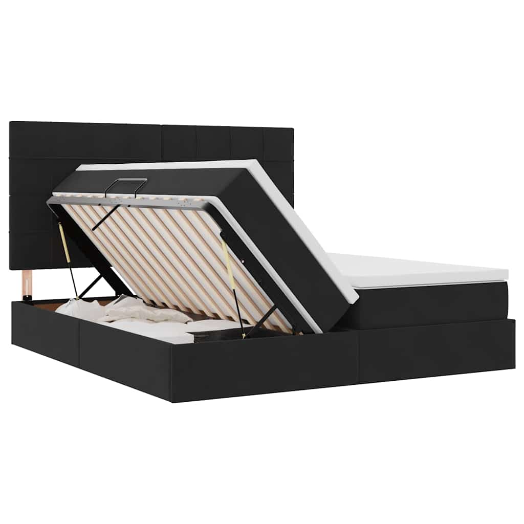 Letto con contenitore LED e materasso Nero 180 x 200 cm Velluto