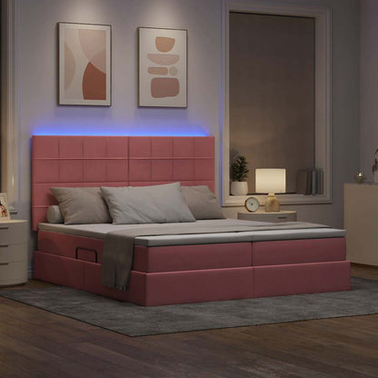 Letto con contenitore LED e materasso Rosa 180 x 200 cm Velluto