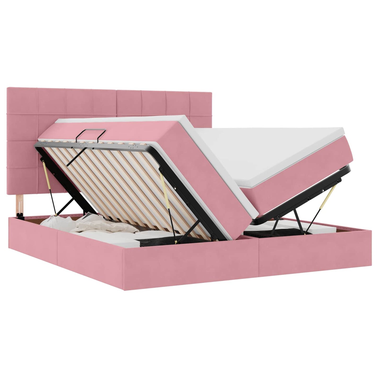 Letto con contenitore LED e materasso Rosa 180 x 200 cm Velluto
