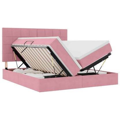 Letto con contenitore LED e materasso Rosa 180 x 200 cm Velluto