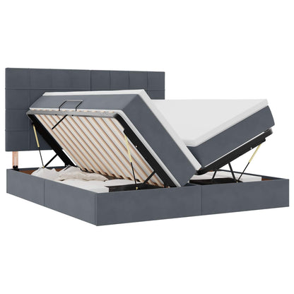 Letto con contenitore LED e materasso Grigio Scuro 200 x 200 cm