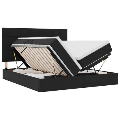 Letto con contenitore LED e materasso Nero 200 x 200 cm Velluto