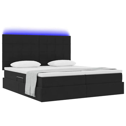 Letto con contenitore LED e materasso Nero 200 x 200 cm Velluto