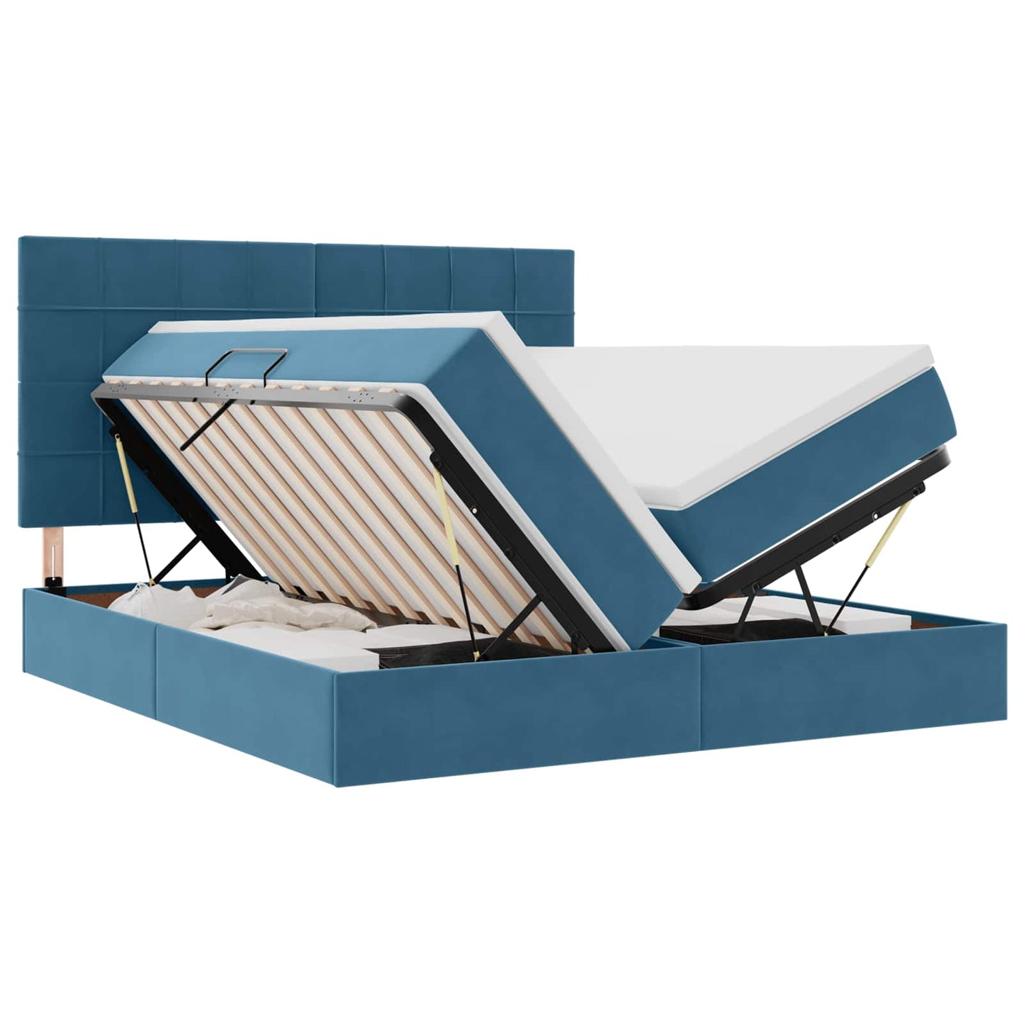 Letto con contenitore LED e materasso Blu Scuro 200 x 200 cm