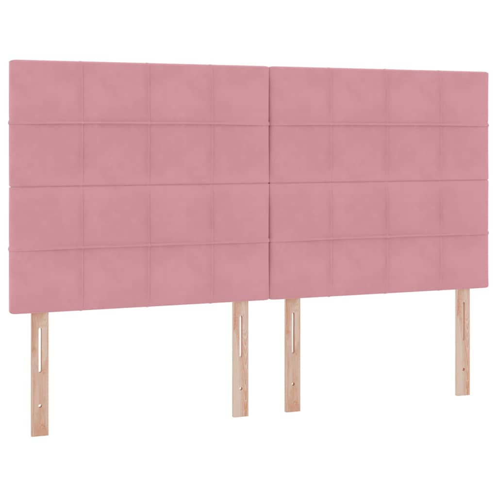 Letto con contenitore LED e materasso Rosa 200 x 200 cm Velluto