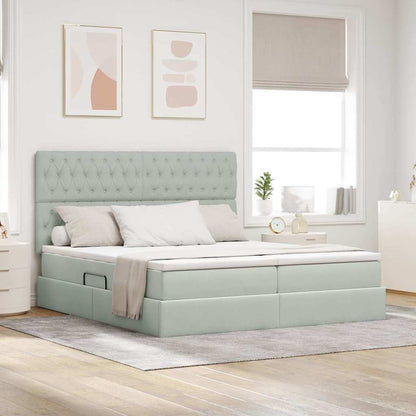 Letto con contenitore LED e materasso Grigio Chiaro