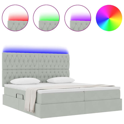 Letto con contenitore LED e materasso Grigio Chiaro