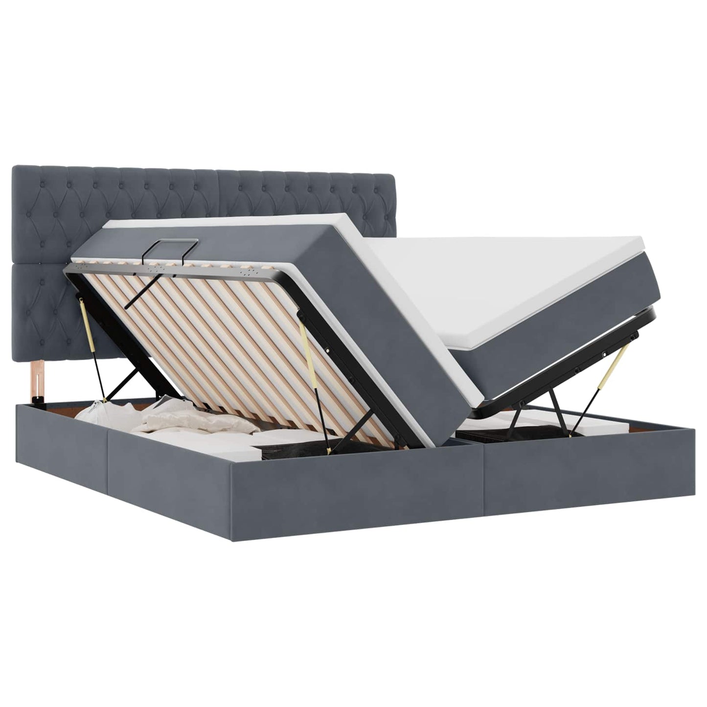 Letto con contenitore LED e materasso Grigio Scuro 180 x 200 cm