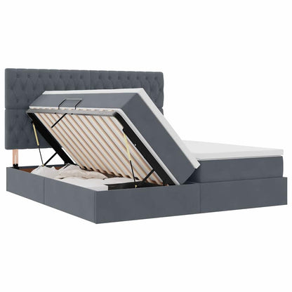 Letto con contenitore LED e materasso Grigio Scuro 180 x 200 cm