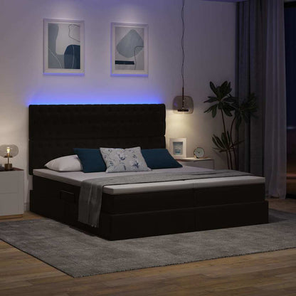 Letto con contenitore LED e materasso Nero 180 x 200 cm Velluto