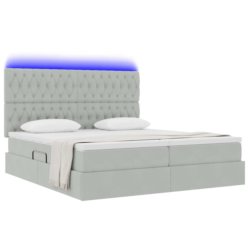 Letto con contenitore LED e materasso Grigio Chiaro